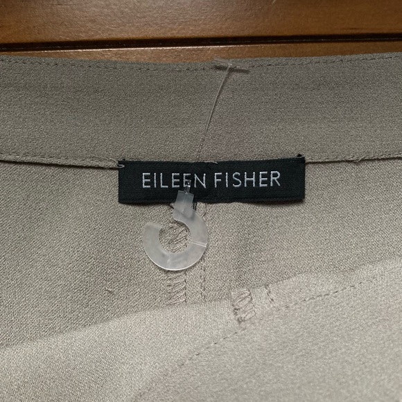 NWT Eileen Fisher Silk Georgette Wide Leg Pant in Stone Taupe - Size 12. - Picture 10 of 16